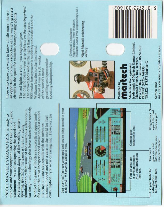 Nigel Mansell's Grand Prix — box-2D-back (EU)