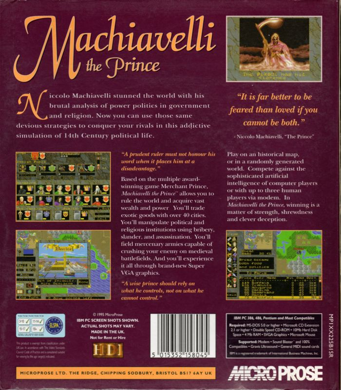 Machiavelli The Prince — box-2D-back (EU)