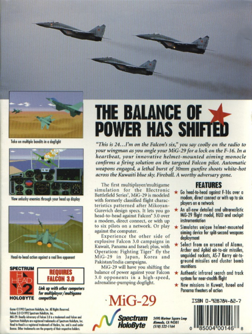 Mig-29 - Deadly Adversary Of Falcon 3.0 — box-2D-back (EU)