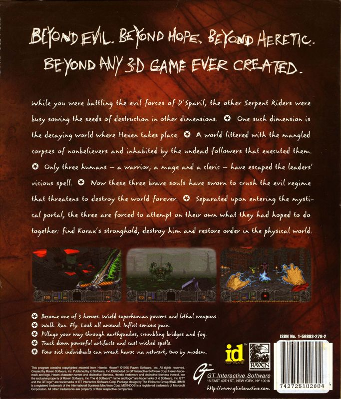 Hexen - Beyond Heretic — box-2D-back (US)