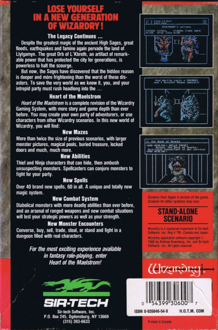 Wizardry 5 - Heart Of The Maelstrom — box-2D-back (US)