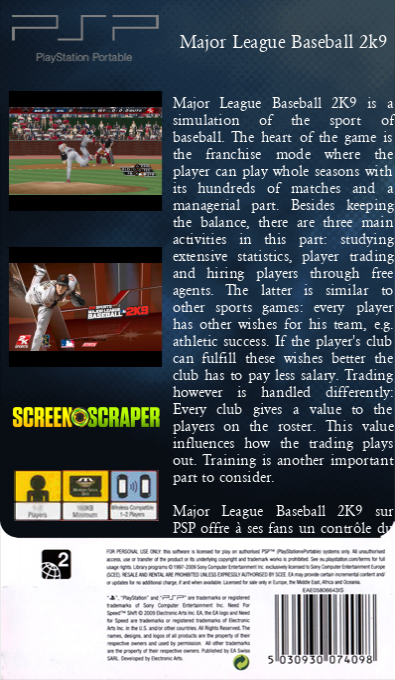 Major League Baseball 2K9 — box-2D-back (SS)