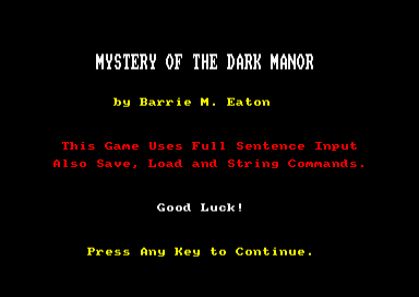 Mystery Of The Dark Manor — sstitle (EU)