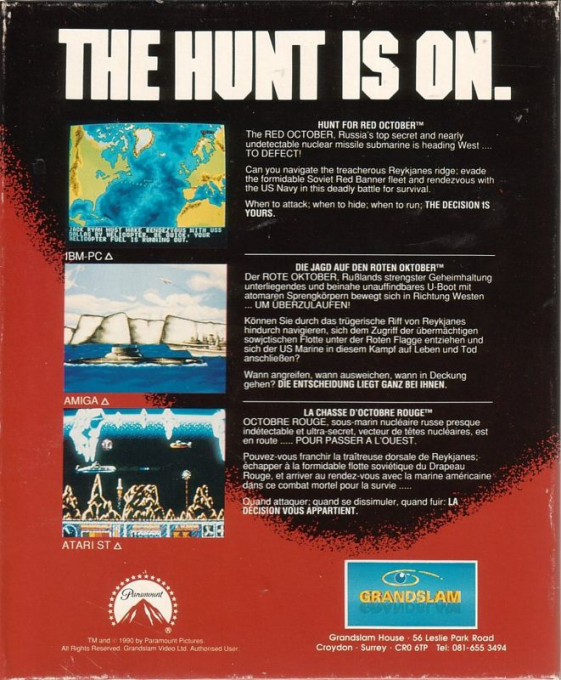 Hunt For Red October, The - The Movie — box-2D-back (EU)