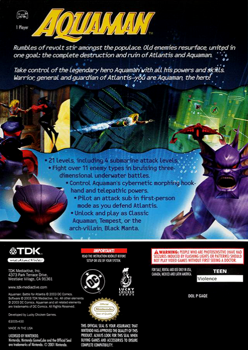 Aquaman - Battle for Atlantis — box-2D-back (US)