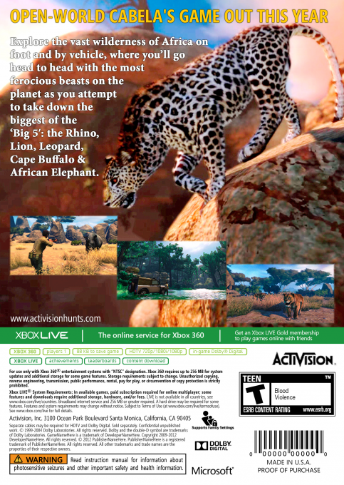 Cabela's African Adventures — box-2D-back (US)