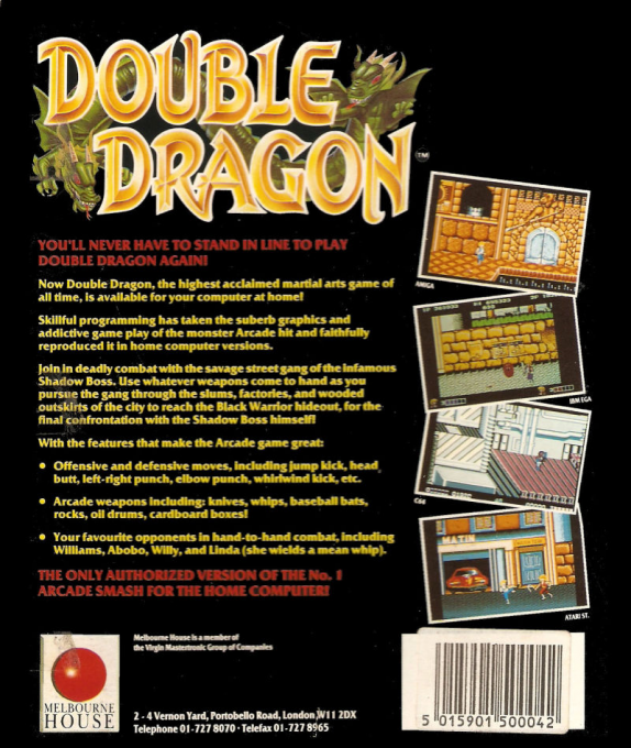 Double Dragon — box-2D-back (EU)