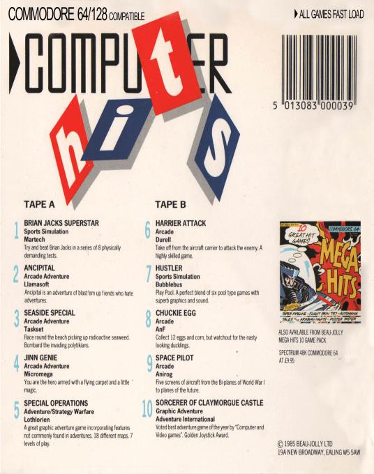 Ten Computer Hits — box-2D-back (EU)