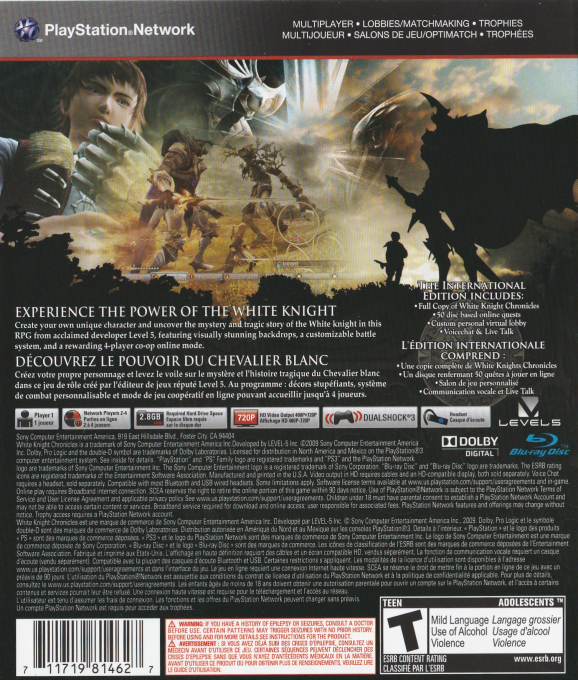 White Knight Chronicles — box-2D-back (CA)