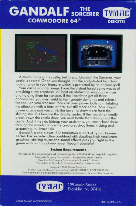 Gandalf the Sorcerer — box-2D-back (US)