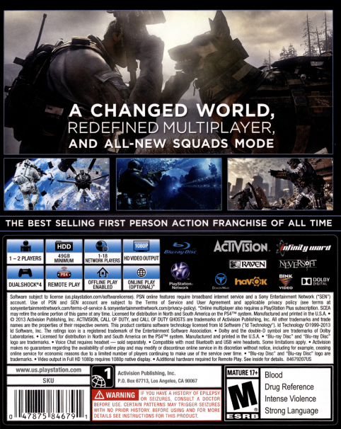 Call of Duty - Ghosts — box-2D-back (US)