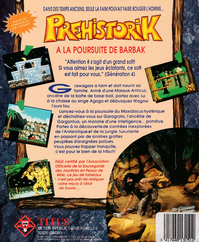 Prehistorik — box-2D-back (FR)