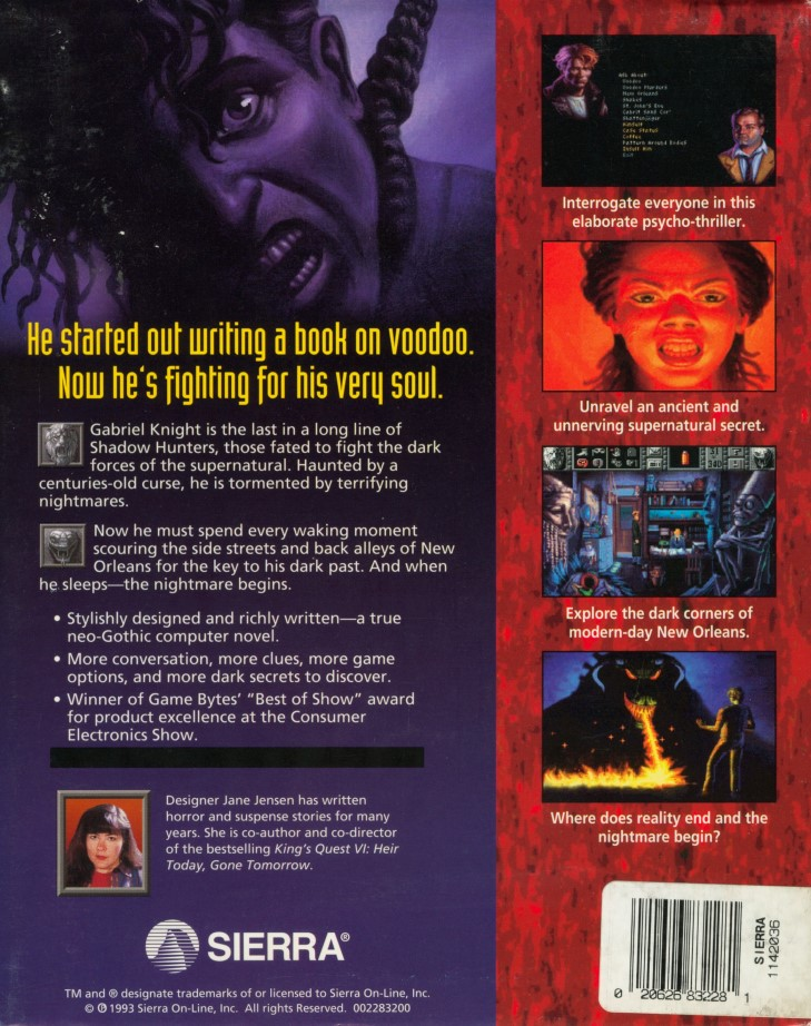 Gabriel Knight: Sins of the Fathers — box-2D-back (WOR)