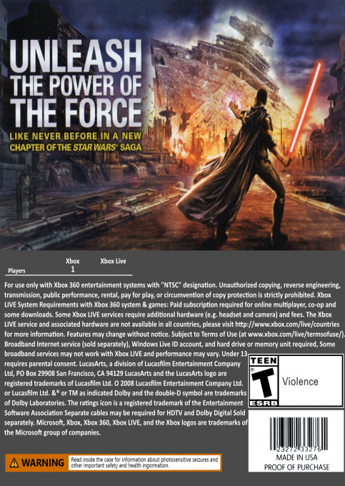 Star Wars - The Force Unleashed — box-2D-back (US)