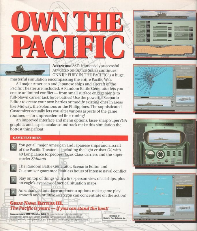 Great Naval Battles Vol 3 - Fury In The Pacific 1941-1944 — box-2D-back (US)