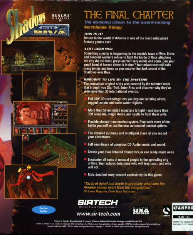 Realms Of Arkania 3 - Shadows Over Riva — box-2D-back (US)