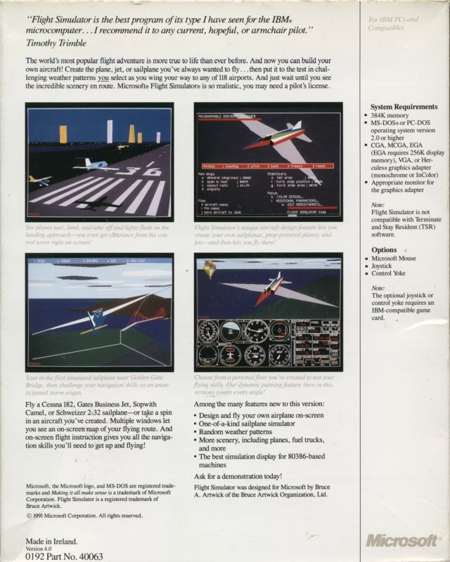 Microsoft Flight Simulator 4.0 — box-2D-back (EU)