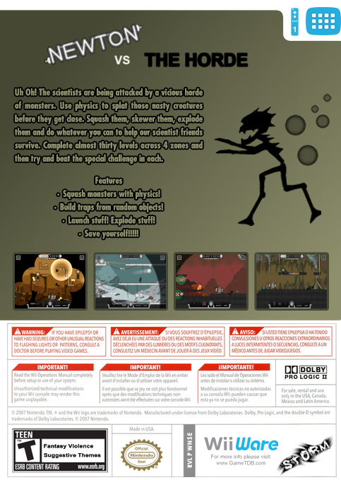 Newton Vs The Horde — box-2D-back (US)