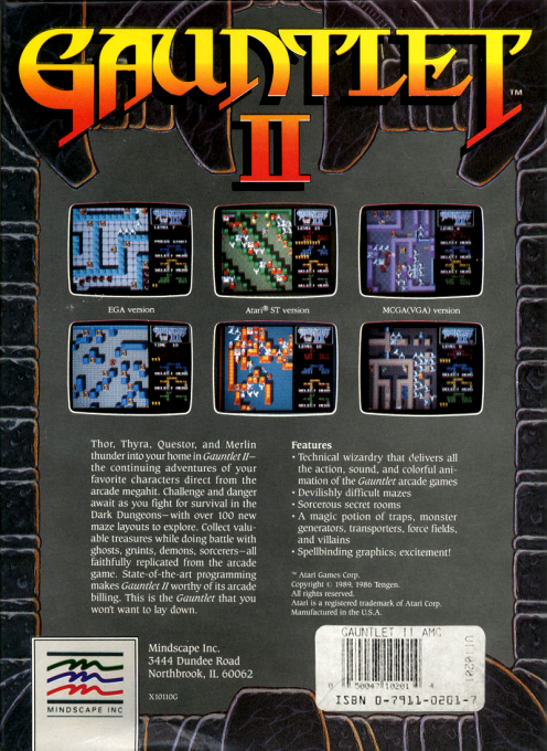 Gauntlet II — box-2D-back (US)