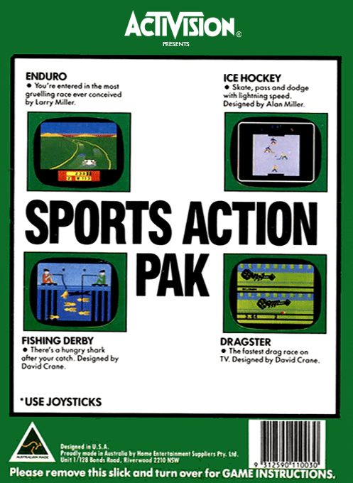 Sports Action Pak - Enduro / Ice Hockey / Fishing Derby / Dragster — box-2D-back (AU)