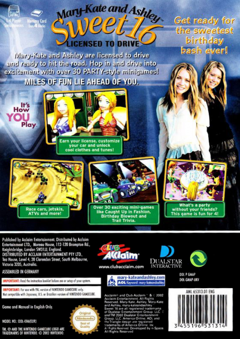 Mary-Kate and Ashley - Sweet 16 - Licensed to Drive — box-2D-back (EU)