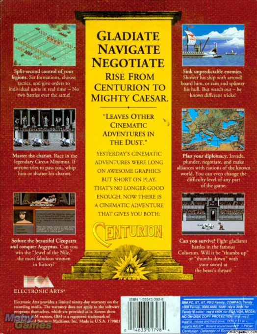 Centurion - Defender Of Rome — box-2D-back (US)