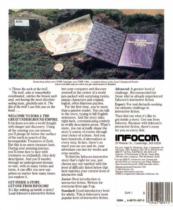 Zork - The Great Underground Empire — box-2D-back (US)