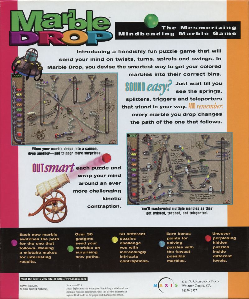Marble Drop — box-2D-back (US)