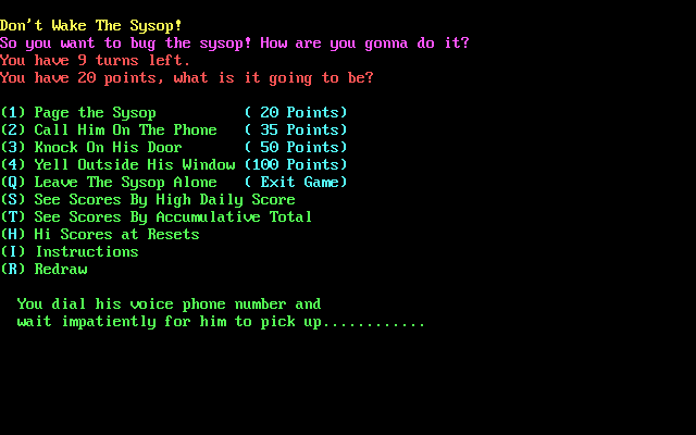 Don't Wake The Sysop — ss (WOR)