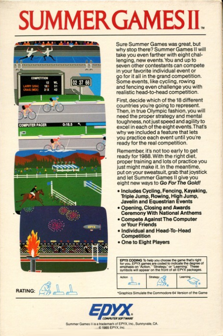 Summer Games 2 — box-2D-back (US)
