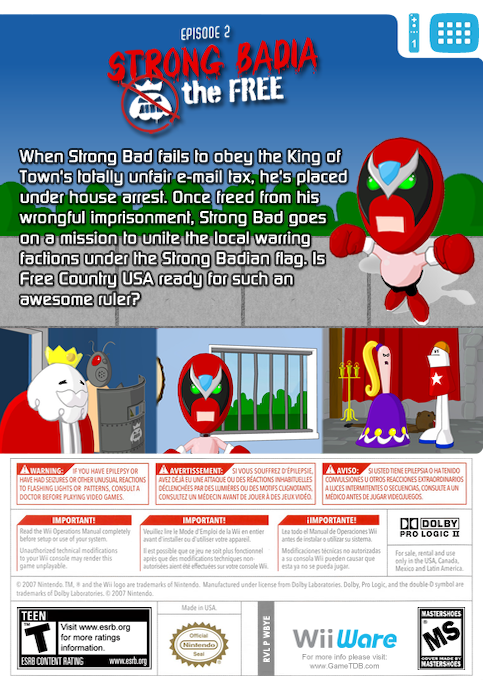 Strong Bad's Cool Game For Attractive People - Episode 2 - Strong Badia The Free — box-2D-back (US)