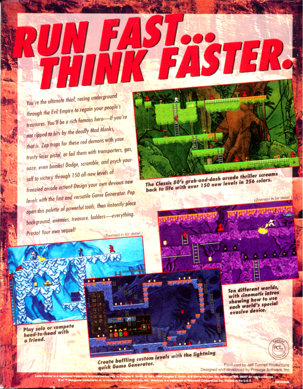 Lode Runner - The Legend Returns — box-2D-back (US)