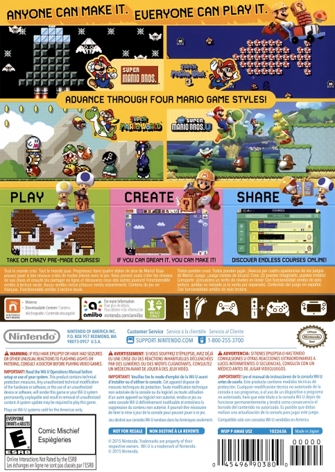 Super Mario Maker — box-2D-back (US)