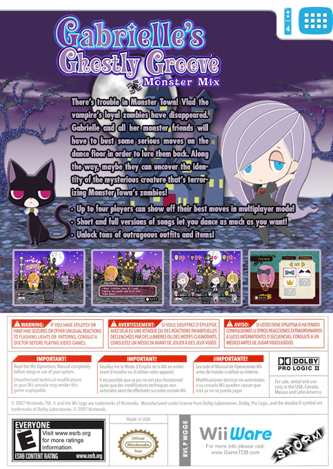 Gabrielle's Ghostly Groove - Monster Mix — box-2D-back (US)