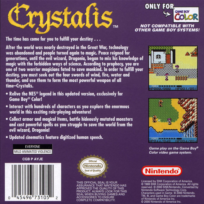 Crystalis — box-2D-back (US)