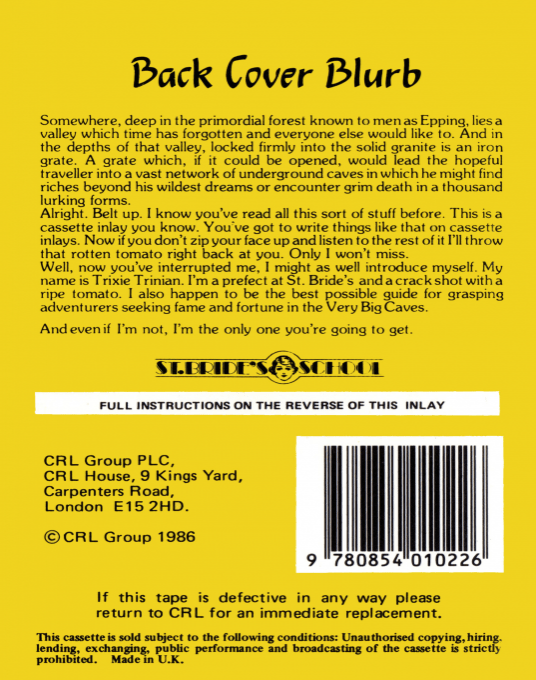 Very Big Cave Adventure, The — box-2D-back (EU)