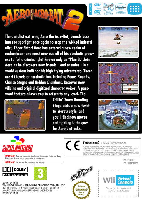 Aero the Acrobat 2 — box-2D-back (EU)