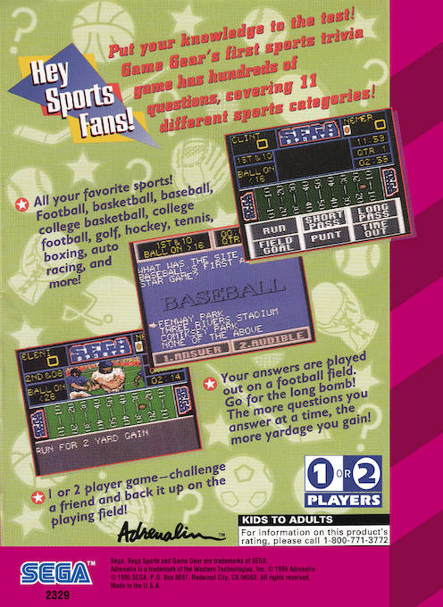 Sports Trivia — box-2D-back (US)