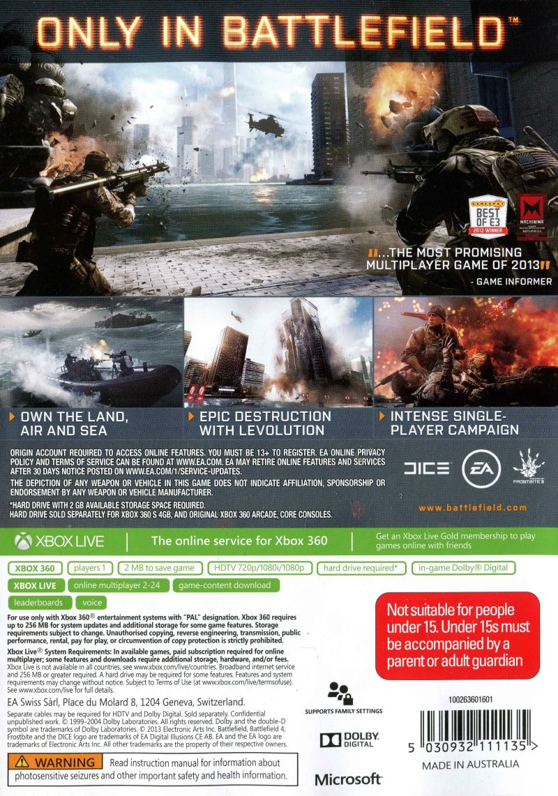 Battlefield 4 — box-2D-back (AU)
