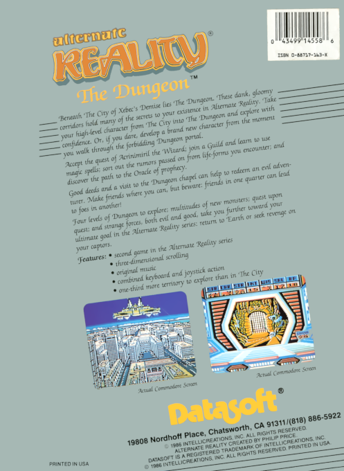 Alternate Reality - The Dungeon — box-2D-back (US)