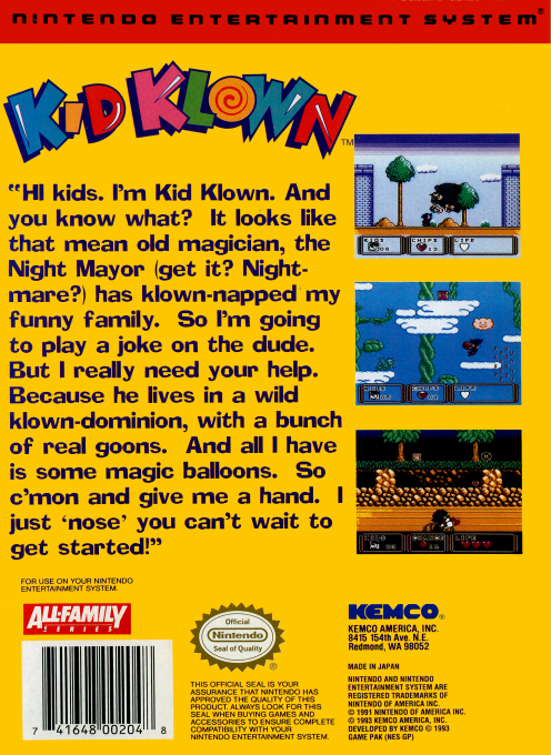 Kid Klown in Night Mayor World — box-2D-back (US)