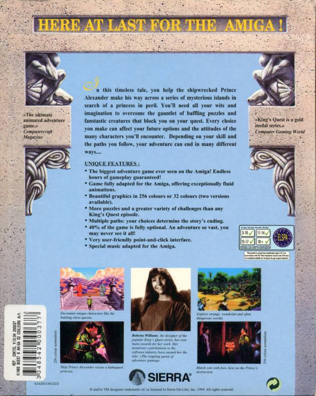 King's Quest VI - Heir Today, Gone Tomorrow — box-2D-back (WOR)