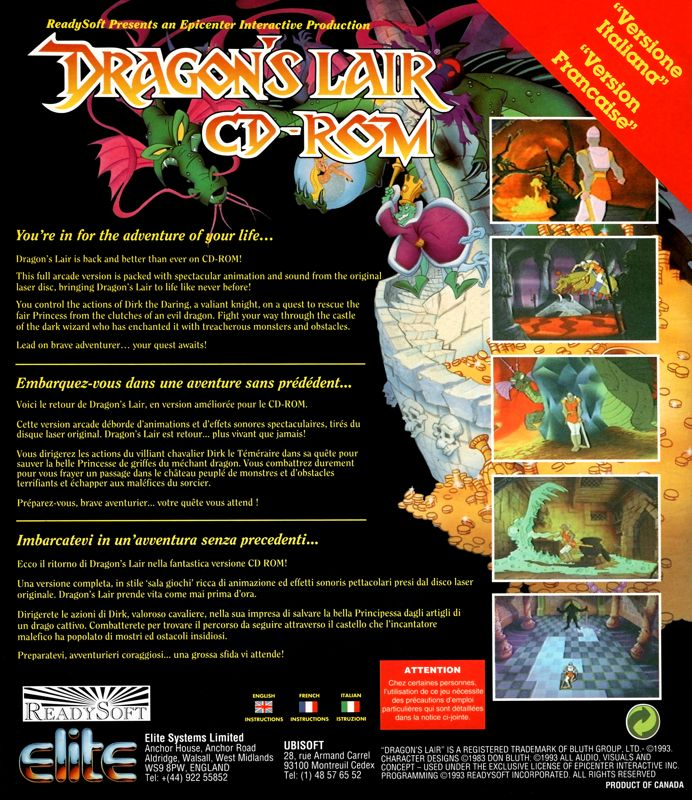 Dragon's Lair CD-ROM — box-2D-back (EU)