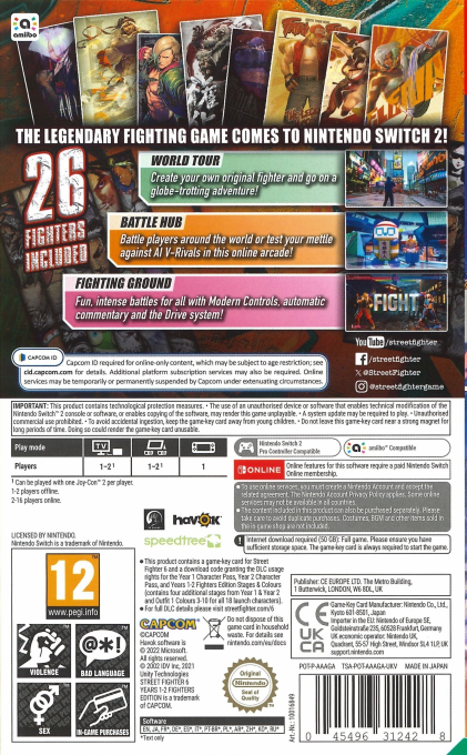 Street Fighter 6 - Years 1-2 Fighters Edition — box-2D-back (EU)