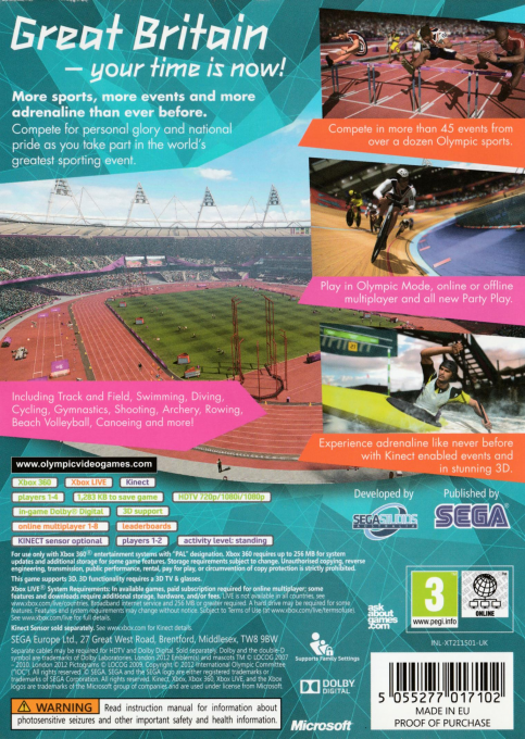 London 2012 - The Official Game of the Olympic Games — box-2D-back (UK)