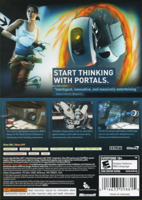 Portal 2 — box-2D-back (US)