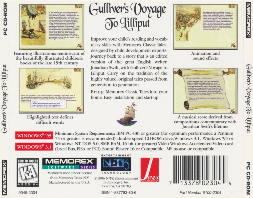 Gulliver's Voyage To Lilliput — box-2D-back (US)