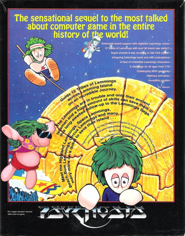 Lemmings 2 - The Tribes — box-2D-back (US)
