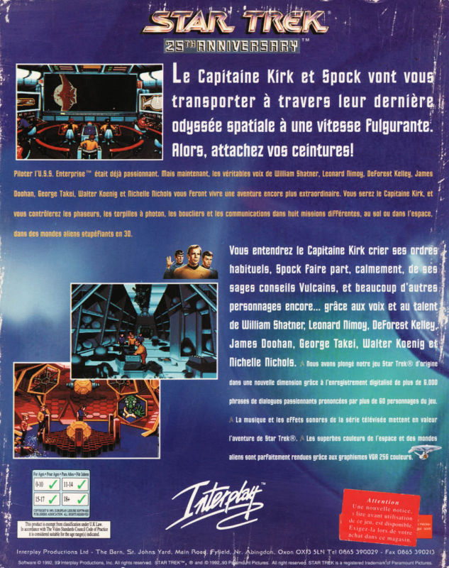 Star Trek - 25th Anniversary — box-2D-back (FR)