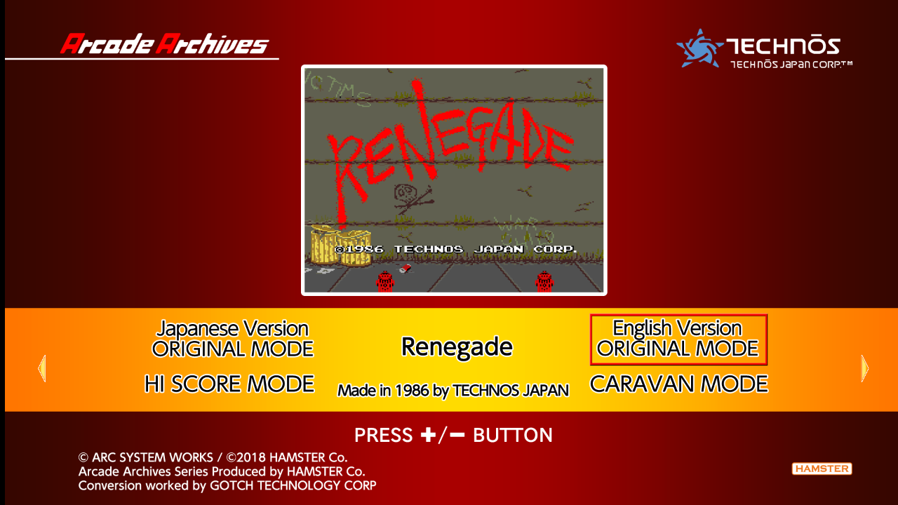 Arcade Archives Renegade — sstitle (WOR)